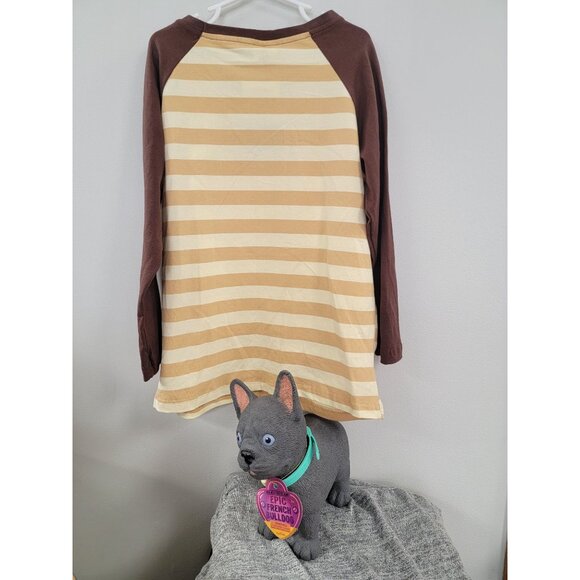 Pumpkin Applique Brown & Beige Striped Raglan Long Sleeve Shirt Size 6/7‎ - Picture 2 of 2